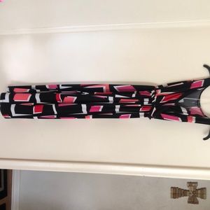 Pink and black v neck dress